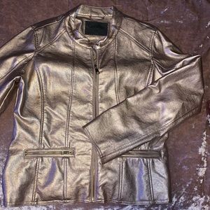 Champagne Faux Leather Jacket